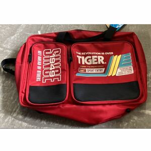  unused ASICS TIGER Asics Tiger shoulder bag sport bag retro bag 2WAY nylon red made in Japan Vintage 