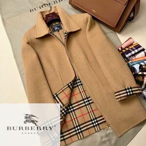 Q30【繊維の宝石カシミヤ!!】参考価格15万●超美品BURBERRY●美シルエット〜ステンカラーコート　バーバリーコート　レディース　15号