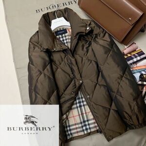 C10【本場イタリア製生地!!】参考価格15万●超美品BURBERRY LONDON●極暖ダウン90%!ジャケットコート　バーバリーコート　レディース　38