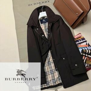 C9【お目立ちノバチェック】参考価格12万●超美品BURBERRY LONDON●ダウン風ジャケットコート　バーバリーコート　レディース　40