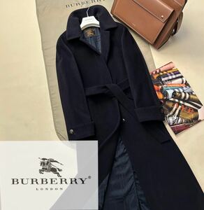 B26【魅惑のアンゴラ100%】参考価格20万●超美品BURBERRY●峰金ラベル〜 アンゴラステンカラーコート　バーバリーコート　レディース　L