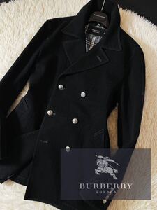 c26【ノバチェック総柄!!】定価10万 超美品●BURBERRY BLACK LABEL●ホース騎士マーク釦!!●トレンチPコート●メンズ　バーバリーコート 