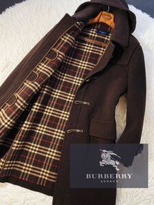 Q21【最高峰speciality duffle!!】定価20万●BURBERRY LONDON●UK製　ウールダッフルコート●メンズ　バーバリーコート　ノバチェック