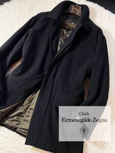 Q34 【イタリア製】定価20万 超美品●Ermenegildo Zegna●重厚感あふれる極暖素材●ウールステンカラーコート●メンズ　ゼニアコート　XL 