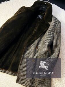 A12【完全ツイードボア!!】定価15万 超美品●BURBERRY collection●最高峰の肌触り●ムートンジャケットコート●メンズ　バーバリーコート