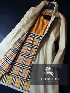 B46定価18万 超美品●BURBERRY LONDON●ウールライナー●光沢感〜ギャバジンコットン!!ステンカラーコート●メンズ　バーバリーコート　