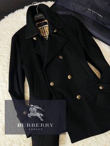 c20【圧倒的!!カシミヤ】定価18万●超美品BURBERRY LONDON●メルトンウールトレンチPコート●メンズ　バーバリーコート　コートカバー付属