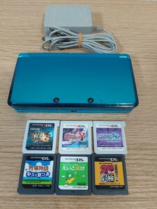 3DS本体+ソフト6枚セット/ ポケットモンスター/モンハン/えいご漬け/漢検/牧場物語