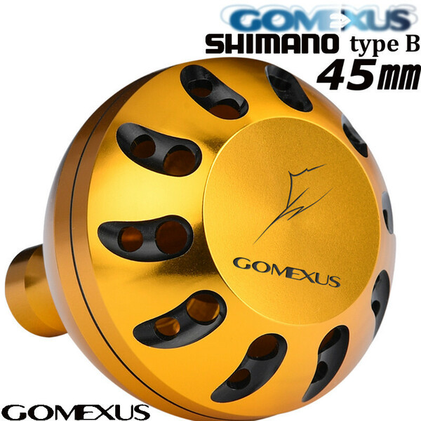 Gomexus【ゴメクサス】 シマノ　typeＢ ☆ ハンドルノブ/45mm ゴールドブラック　ステラ　ツインパワー 等に