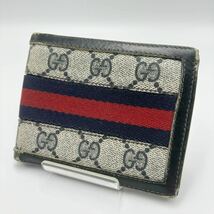 GUCCI オールドグッチ シェリーライン 二つ折り財布 コンパクトウォレット カードケース メンズ ヴィンテージ_画像1