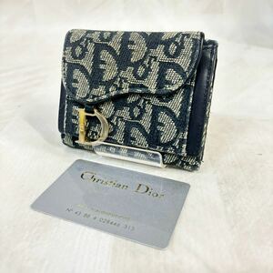 Christian Dior クリスチャン ディオール トロッター コンパクトウォレット 折り財布 総柄 財布 カード付