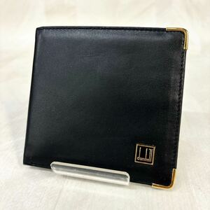 dunhill ダンヒル 二つ折り財布 札入れ ブラック 黒 ゴールド金具 財布