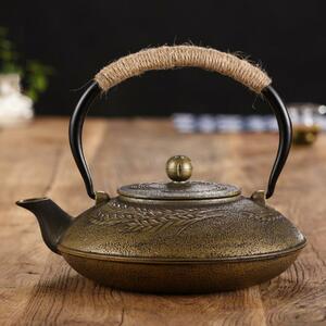 新入荷☆老鉄瓶コーティングなしお茶セット 手作りやかんを沸かす★お茶を入れる 鉄器◆茶道具