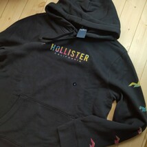 新品 L ホリスター HOLLISTER 正規品保証 スウエット パーカー 裏起毛 ブラック 黒_画像1