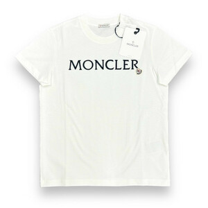 新品 Sサイズ MONCLER ロゴ 刺しゅう パッチ Tシャツ ホワイト コットン モンクレール