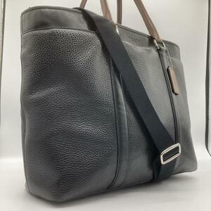 美品/レザー【収納力◎】コーチ COACH ペリー トートバッグ 2way ショルダーバッグ ビジネス ブリーフケース メンズ ブラック ブラウン