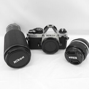 【ジャンク品】Nikon ニコン フィルムカメラ FM2 Nikkor 24ｍｍ F2.8/100-300 F5.6レンズ付き ※動作未確認 11497365 0219