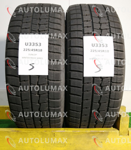 225/45R18 91Q Dunlop WINTERMAXX WM01 中古 スタッドレスタイヤ 2本セット 送料無料 225/45/18 ダンロップ U3353.S