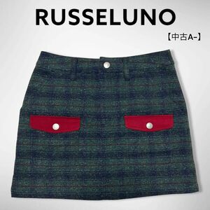 レディース 美品 ラッセルノ スカート 1 M チェック柄 グリーン ゴルフウェア レディースゴルフ RUSSELUNO