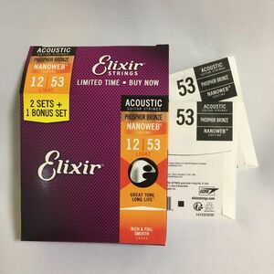 Elixir エリクサー アコースティックギター 弦 NANOWEB PHOSPHOR BRONZE 12-53 2セット分