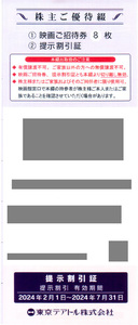 ★最新 東京テアトル株主ご優待 映画ご招待券８枚綴・提示割引証１枚★送料無料条件有★　