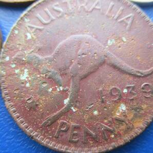 豪州★Australia★銅貨４枚★半ｄ、１d★1921～1922、1939年★George V の横顔★25.5、31mmの画像6