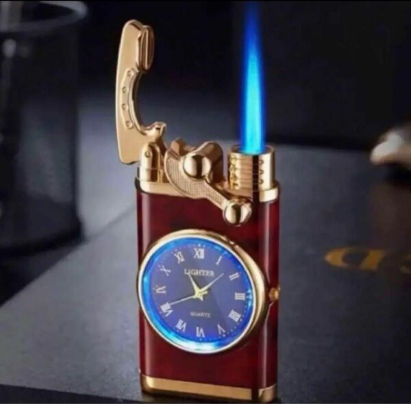 【高品質】ロンドン60'sデザイン クラシック時計付き 多機能ライター ガス専用