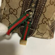 GUCCI グッチ GGキャンバス シェリーライン リボン　ハンドバッグ　ブラウン _画像9