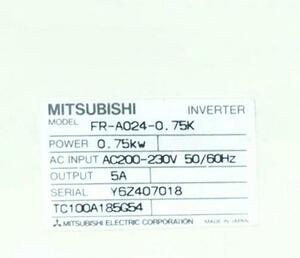 新品　三菱電機 Mitsubishi 　インバーター　FR-A024-0.75K　6ケ月保証