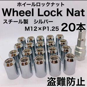 【2024年】【盗難防止】ロックナット 20個 スチール P1.25 専用ソケット付 シルバー