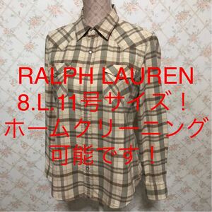 ★RALPH LAUREN/ラルフローレン★極美品★大きいサイズ！長袖チェックスリムフィットブラウス8(L.11号)