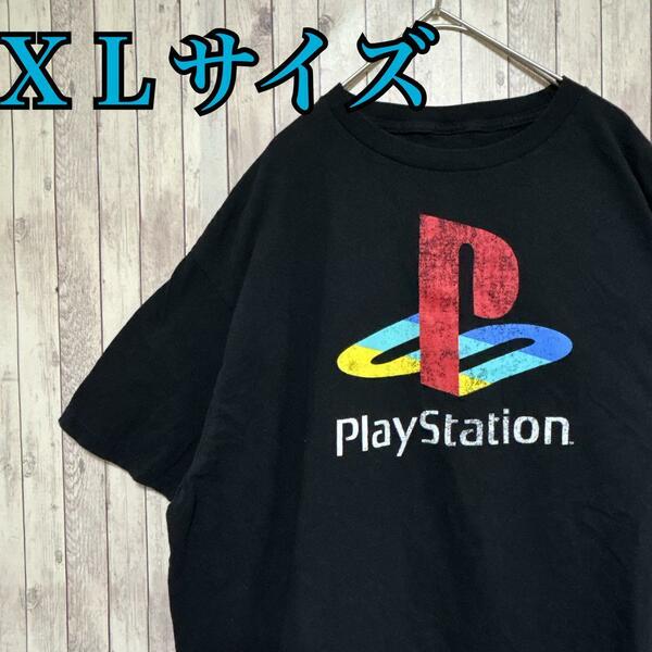 PlayStation プレイステーション ビッグロゴ Tシャツ 半袖 輸入品 春服 夏服 海外古着 企業 会社 ゲーム機 ビッグサイズ オーバーサイズ