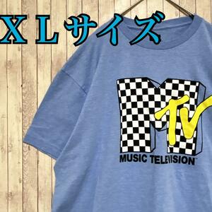 MTV エムティービー センターロゴ ミュージックテレビ Tシャツ 半袖 輸入品 春服 夏服 海外古着 会社 企業 音楽 ゆったり ビッグサイズ