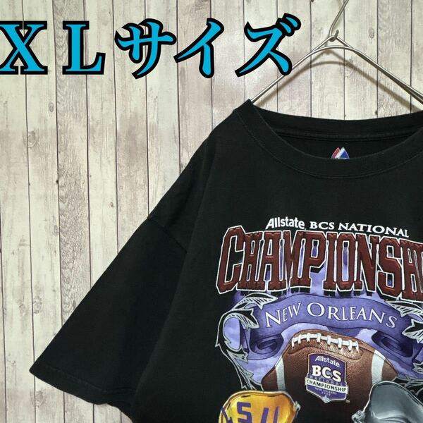 古着　BCS 大学チーム　Tシャツ　size XL アメカジ　Tシャツ　夏服　ビッグロゴ　センターロゴ　おしゃれ　人気　アメカジ　ビンテージ