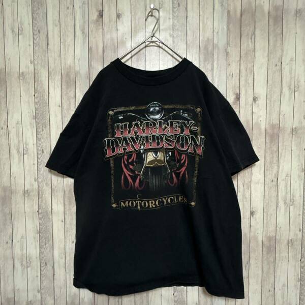 古着　プリントTシャツ　夏服　バックプリント　おしゃれ　人気　アメカジ　一点物　　人気　カジュアル　半袖　 Harley Davidson ハーレー