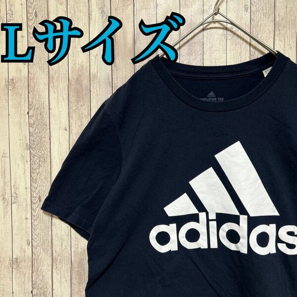 古着　プリントTシャツ　adidas アディダス　スポーツ　運動着　size L 夏服　おしゃれ　人気　一点物　トップス ロゴ　 プリント