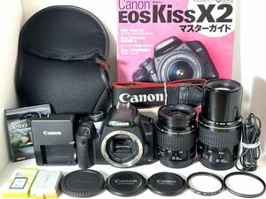 総ショット数新同1,600枚 超美品 キャノン Canon EOS Kiss x2 Wレンズ カメラジャケット & SDカード付き すぐに撮影出来ます♪本日値下げ！