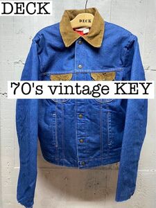 70s vintage key コーデュロイ切り替え　デニムジャケット　インナー