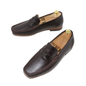  ручная работа 27cm натуральная кожа гладкий Loafer туфли без застежки ma Kei производства закон бизнес casual темно-коричневый обувь 829