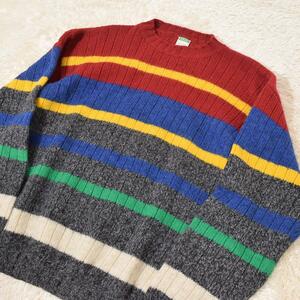 1990s Italy made UNITED COLORS OF BENETTON Old Benetton sheto Land wool multicolor border knitted sweater M