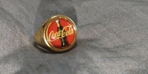 希少　ヴィンテージ　80s COCA COLA リング　オールド 指輪　　デッドストックCoca-Cola コカコーラ ロゴ アドバタイジング 広告　金