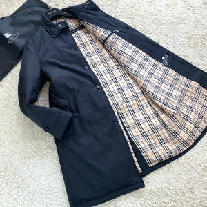 絶版極上BURBERRY BLACKLABEL極暖ロングダウンコートXL.LL~L黒ノバチェック柄ナポレオンコート大きい ブラレバーバリーブラックレーベル