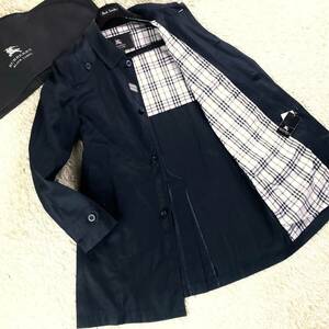 絶版XL.LL～L!BURBERRY BLACKLABELナポレオンコート黒ノバチェック柄トレンチコートステンカラーコートブラレバーバリーブラックレーベル