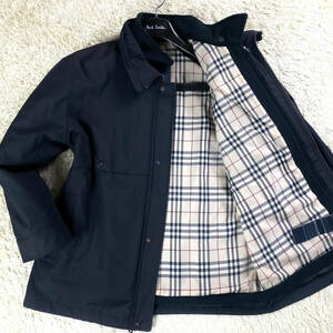 極美品2way!BURBERRY LONDON極暖ライナー付きステンカラーコートハーフコートノバチェック柄L～Mブラック黒ジャケットバーバリーロンドン