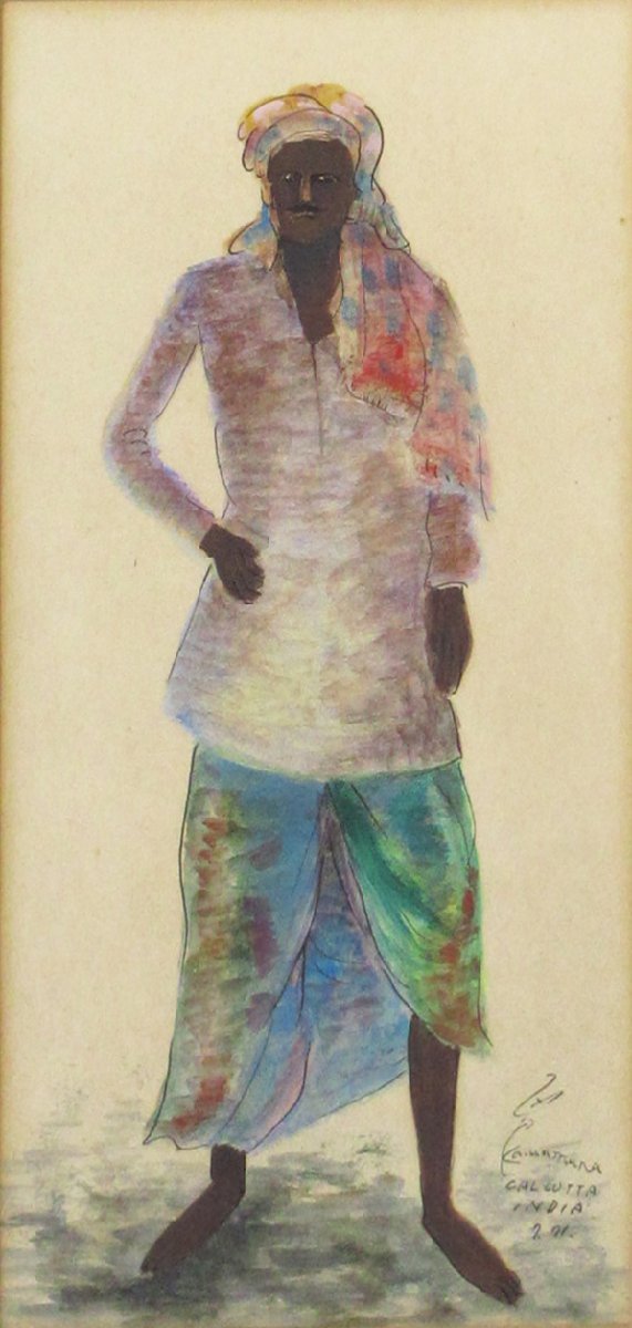 Отличная находка! Акриловая картина Исаму Кавамуры Продавец риса [Галерея Масами] M, произведение искусства, Рисование, акрил, Гаш