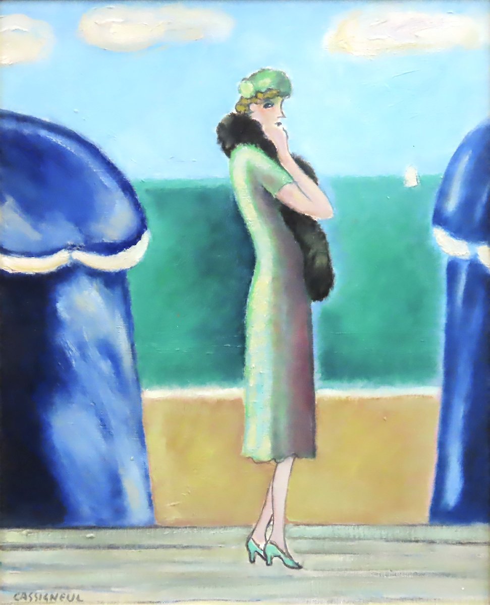 *Rare* Cassignol's original painting!! On the Pier Oil painting 6F A popular painter who paints female figures with gorgeous colors representative of the French art world! [Masami Gallery] G, Painting, Oil painting, Portraits