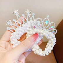 王冠　プリンセス　お姫様　ビジュー　ラインストーン　パール　星　スター　シュシュ　ヘアゴム　お団子_画像2