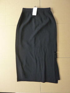 【未使用A-2】タイトスカート　ロングスカート　黒　サイズ11号（L）中プリーツ　ウエスト66cm～70cm　丈82cm　ポリエステル　