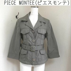 PIECE MONTEE（ピエスモンテ） レディース　ライトアウター　ショートジャケット　ウエストベルト 　春　ジャケット グレー