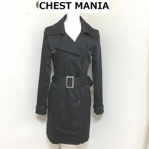 40代 50代 CHEST MANIA レディース 　ライトアウター　トレンチコート 黒 スプリングコート M